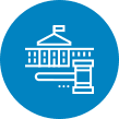 A sketch logo representing court and gavel - Coren Law Group P.C.